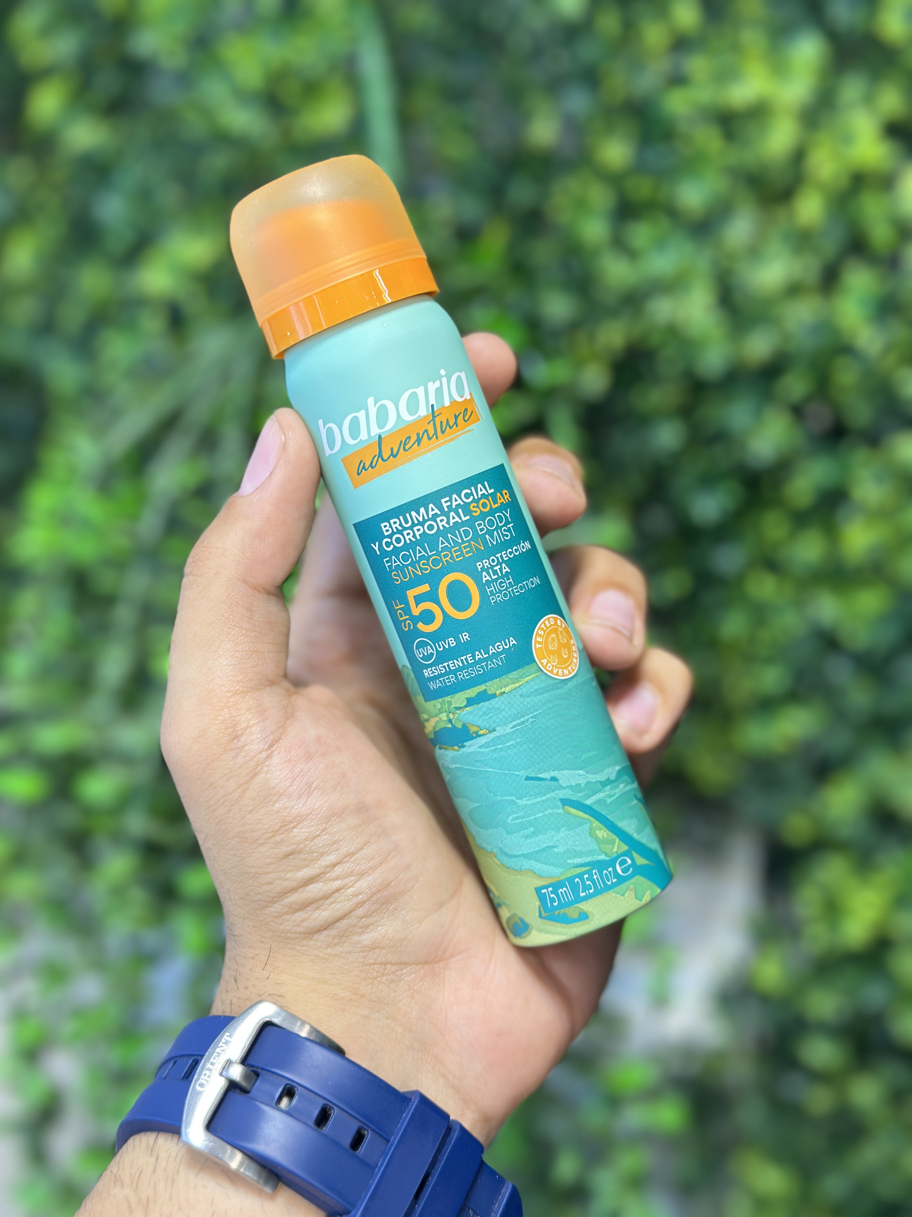 اسپری ضدآفتاب صورت و بدن باباریا مدل Adventure با SPF 50 حجم 75 میل
