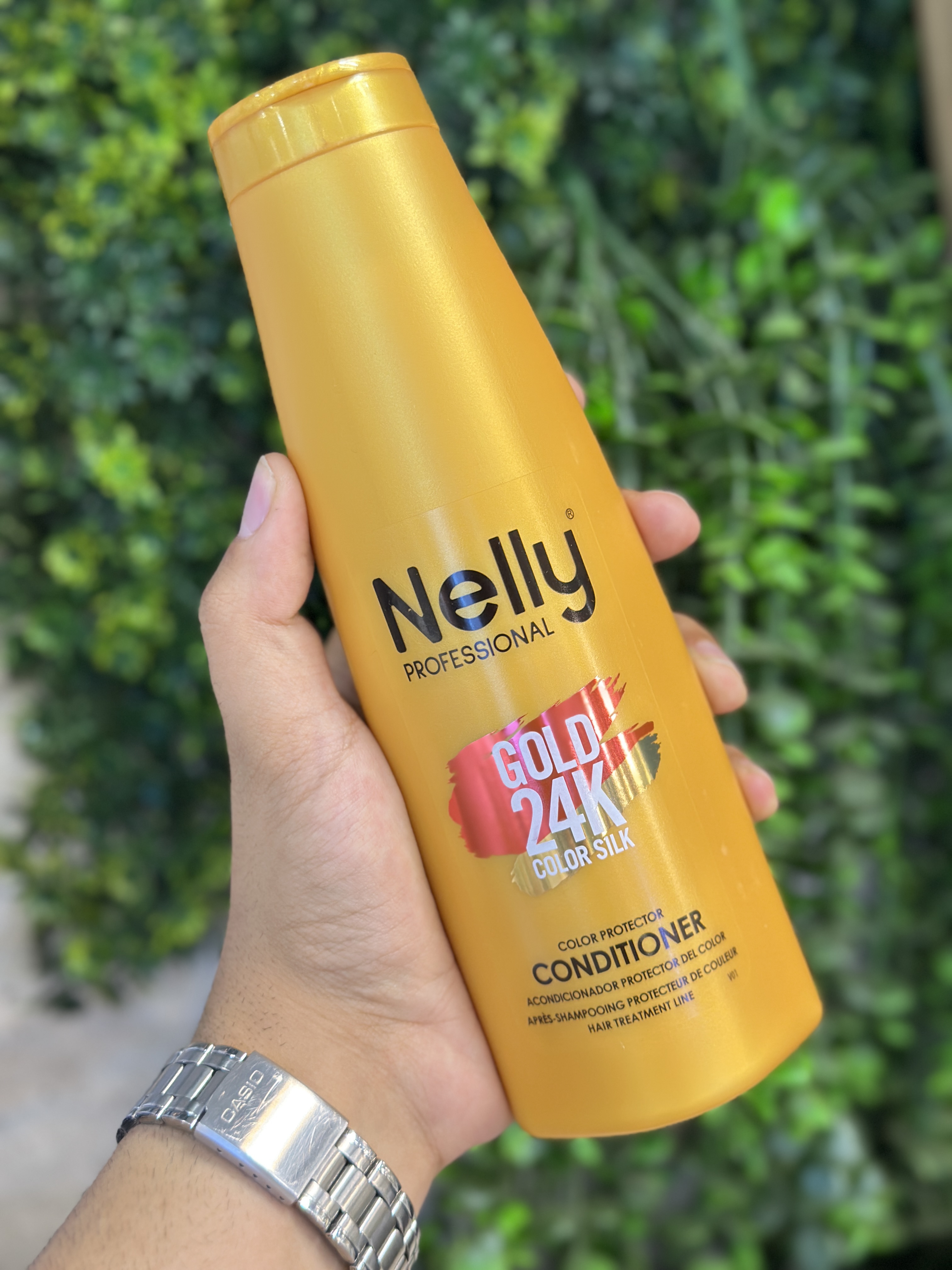 ماسک تثبیت کننده رنگ مو نلی پروفشنال NELLY مدل COLOR SILK محافظ و ترمیم کننده موی رنگ شده حجم 400 میل